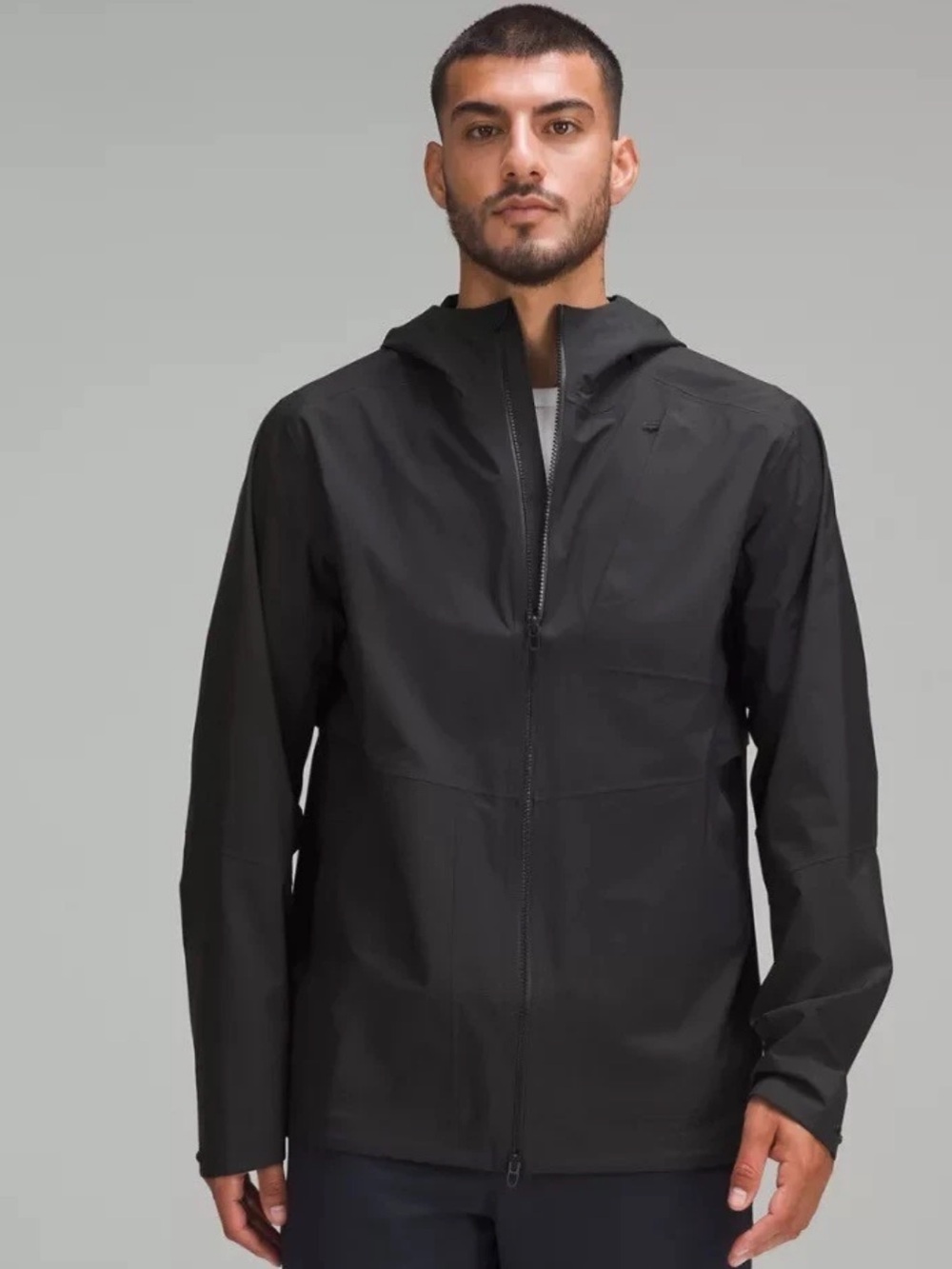 Lululemon NWT Men’s Waterproof Full Zip Rain Hooded Jacket Black Size S